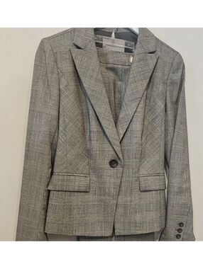 Classiques Entier Gray Glen Plaid Wool Blend Blazer Jacket Women's Size 6 NWOT